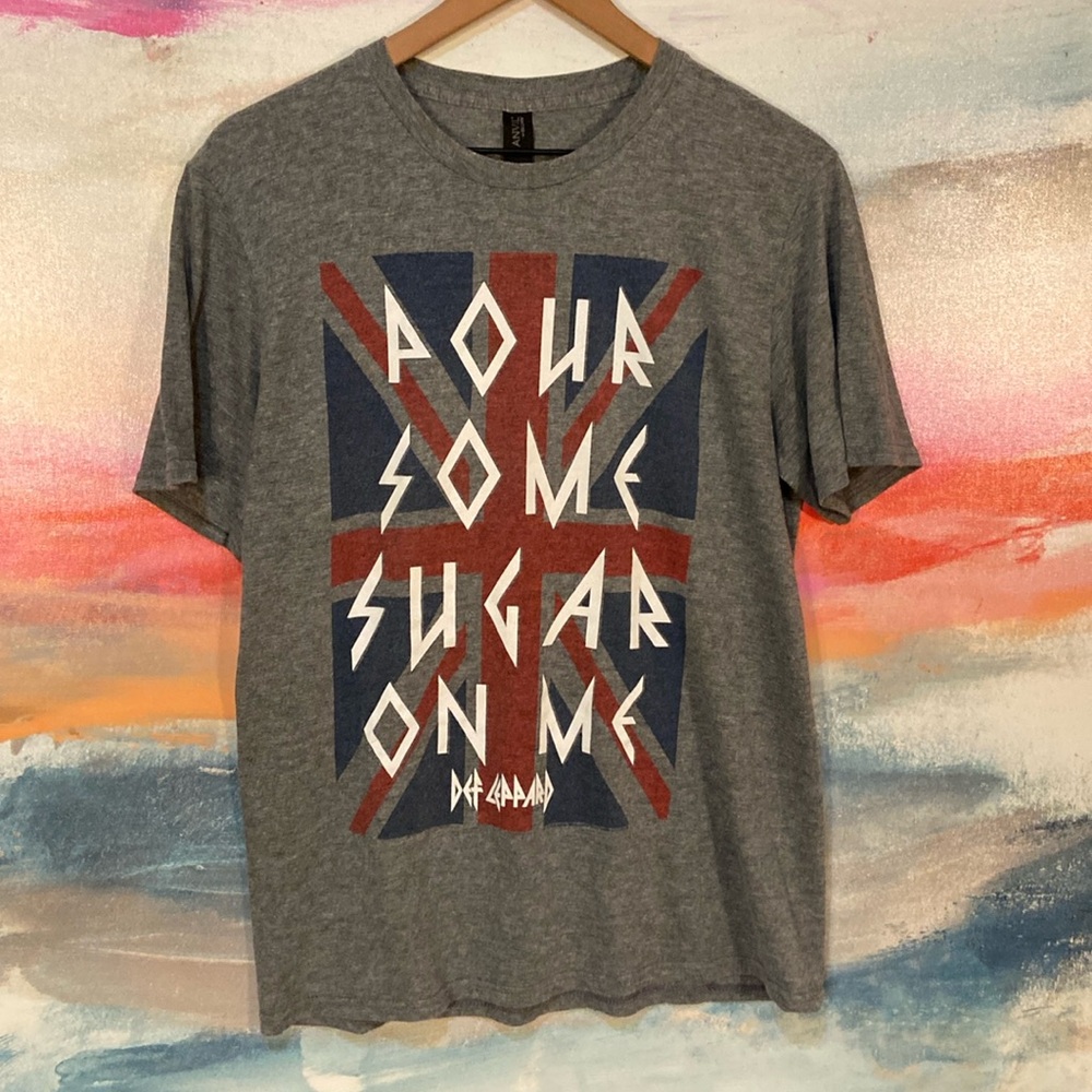 🔥EC🔥DEF LEPPARD Cotton Blend Pour Some Sugar On Me T-shirt.
